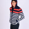 Men’s Cotton Pullover Hoodie Stripes Sweatshirt with Zip 4018